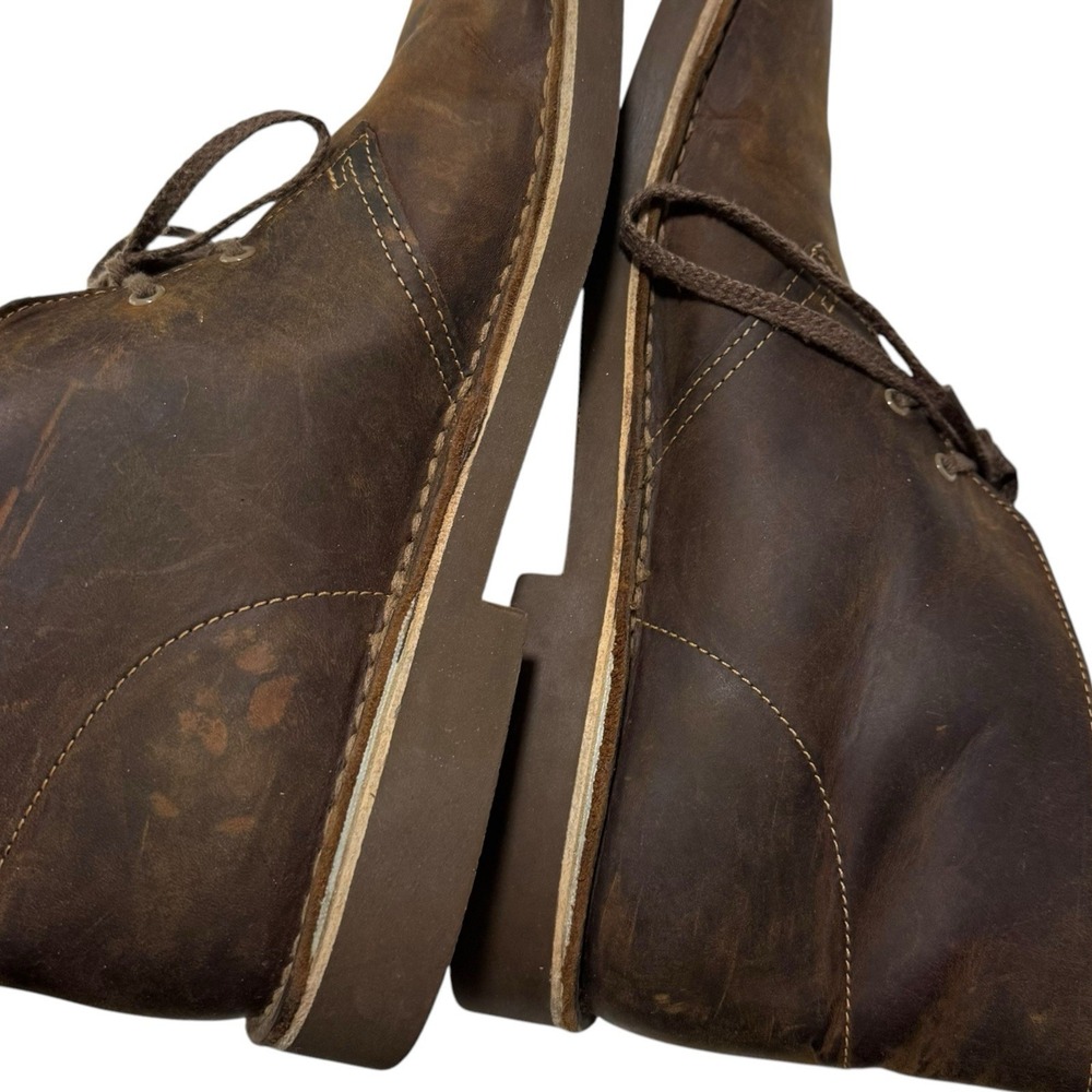 Clarks Bushacre 2 Beeswax Brown Leather Lace Up Chukka Boot Mens Sz 10 - Picture 7 of 12